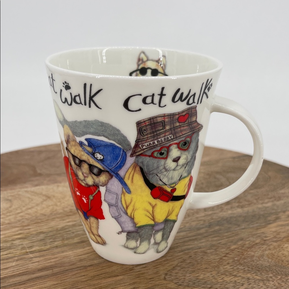 Roy Kirkham Animal Fashion Cat Walk Bone China Mug